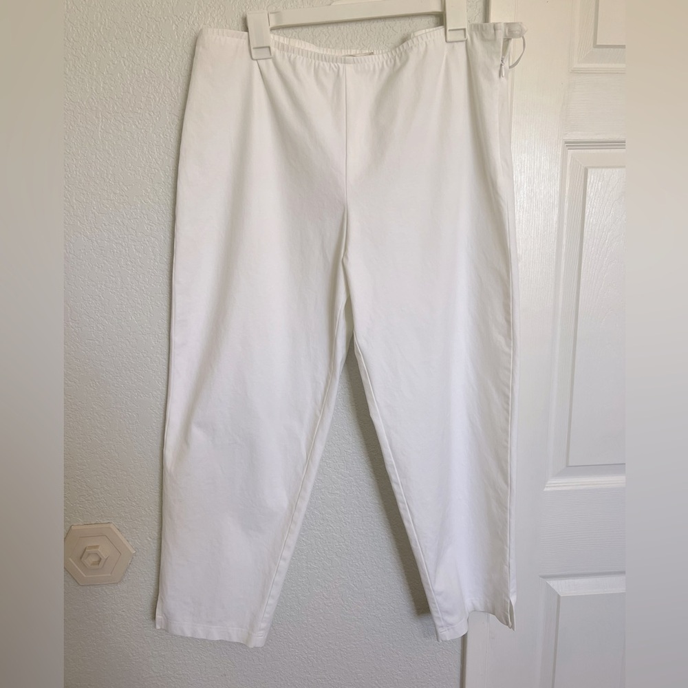 Eileen Fisher White Straight-Leg Stretch Trousers